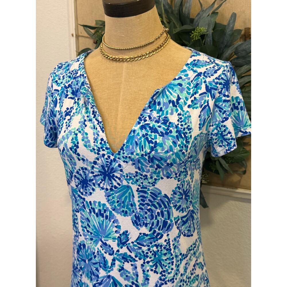 LILLY PULITZER Sophieletta Dress Turquoise Oasis Shell Me You Love Me size S0 - Picture 4 of 10